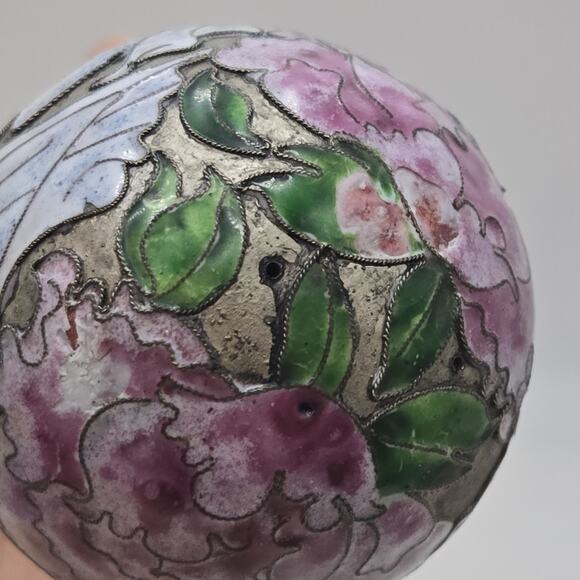 Vintage NYCO Two Turtle Doves Enamel Christmas Ornament Champleve - Picture 4 of 6